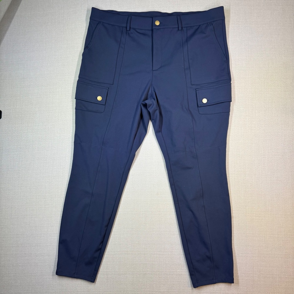 Halara Womens Cargo Utility Pants Tapered Leg Stretch Navy Blue Size 1X NWT